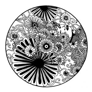 Mandala a imprimer elanise mandala fleurs noir et blanc