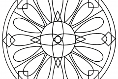 Mandala à télécharger avec différentes formes géométrique assez original. Simple à colorier.