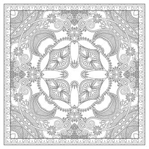 Coloriage mandala complexe carre par karakotsya 1