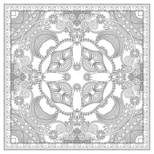 Coloriage mandala complexe carre par karakotsya 1