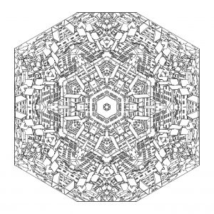 Coloriage ville mandala