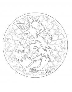 Coloring to print mandala dragon 1