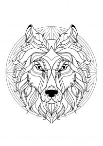 Mandala wolf head 1