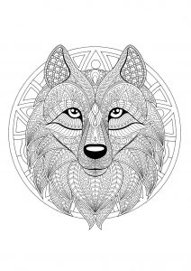 Mandala wolf head 2