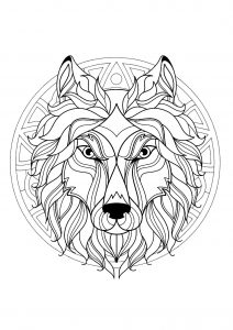 Mandala wolf head 3