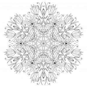 Smooth flowers and vegetal patterns mandala to color by epic22