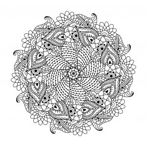 Symetric mandala with flowers and leaves by ceramaama