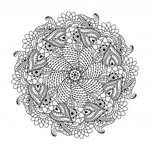 Symetric mandala with flowers and leaves by ceramaama