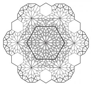 Coloring mandala antistress hexagone