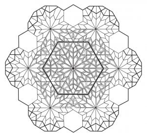 Coloring mandala antistress hexagone
