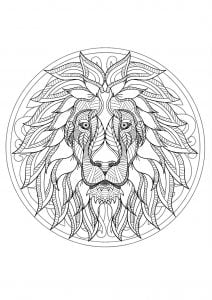 Mandala difficult lion head 1