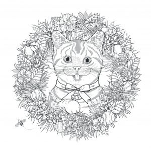 Mandala to download cat in vegetal crown
