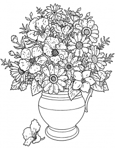 Coloring page flowers and vegetation vase