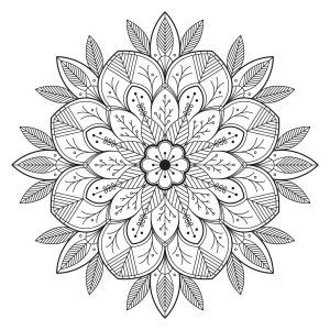 Mandala leaves and flowers