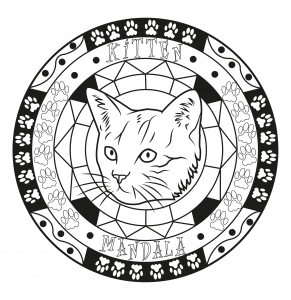 Coloring page mandala cat