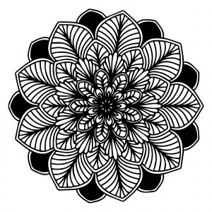 Mandala black white flowers