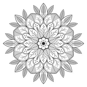 Mandala flowery and leafy