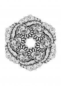 Mandala with flowers and leaves full of details