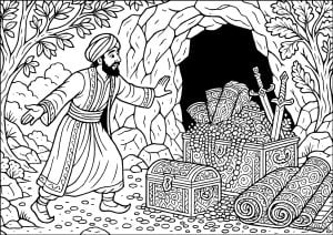 Ali baba découvrant la caverne aux trésors