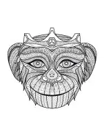 coloriage-adulte-afrique-tete-de-singe