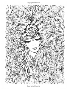 coloriage-visage-et-fleurs