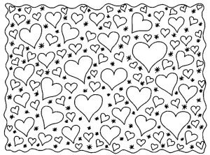 Jolis coeurs à colorier