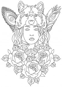 Coloriage femme loup