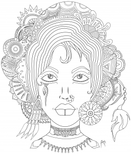 Coloriage femme mandala