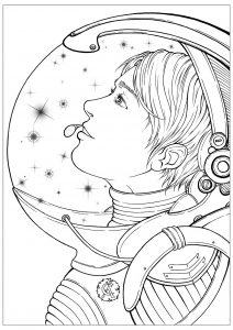 Coloriage tete dans les etoiles