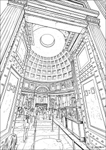 Intérieur du Panthéon de Rome et sa coupole monumentale