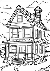 Coloriage maison bois 125