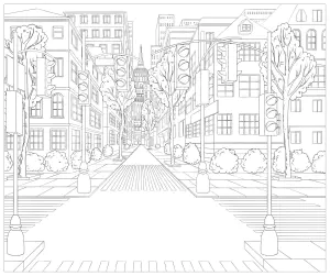 Avenue en Amérique du Nord bordée d'immeubles