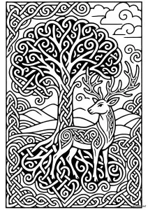 Arbre de vie celtique et cerf sacré