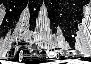 Ville aux immeubles des années 1930