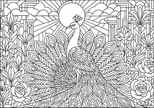 Paon majestueux Art Déco