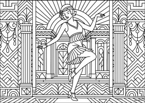 Danseuse des années 1920  dans un décor Art Déco