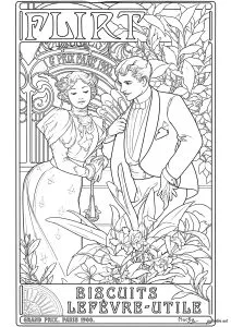 Flirt — Biscuits Lefèvre Utile Alphonse Mucha, 1899