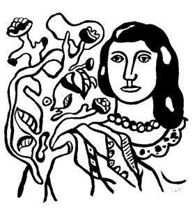 coloriage-fernand-leger-femme-fleurs