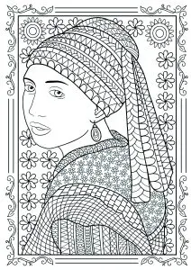Coloriage Créé à Partir De La Jeune Fille à La Perle
