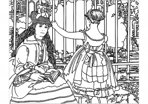 Coloriage inspiré par une oeuvre de l'artiste Impressionniste Édouard Manet : Le Chemin de fer
