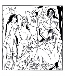 Coloriage adulte picaso les demoiselles d avigon