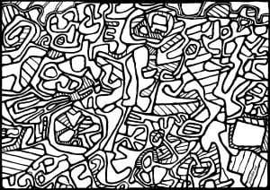 Coloriage jean dubuffet jardin l hourloupe 1966