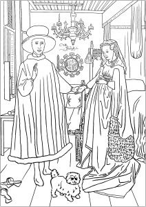 Coloriage van eyck les epoux arnolfini