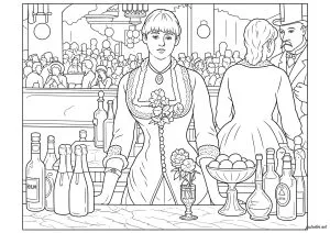 Coloriage créé à partir de : Un bar aux Folies Bergère (1881 - 1882) d’Édouard Manet