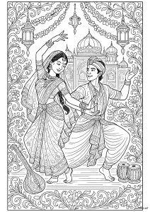 Danse traditionnelle indienne devant le palais
