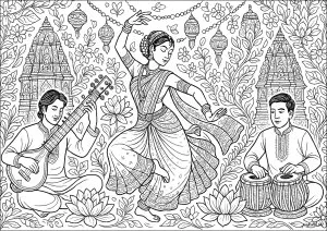 Danseuse classique indienne en mouvement