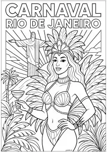 Carnaval De Rio De Janeiro : Carnavalière Et Christ Rédempteur