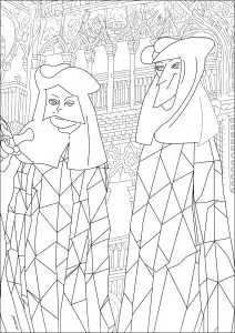 Personnes Costumées Et Masquées Au Carnaval De Venise