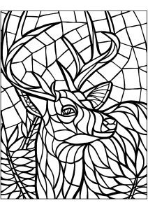 Coloriage cerf vitrail