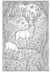 Cerf élégant dans une forêt enchantée